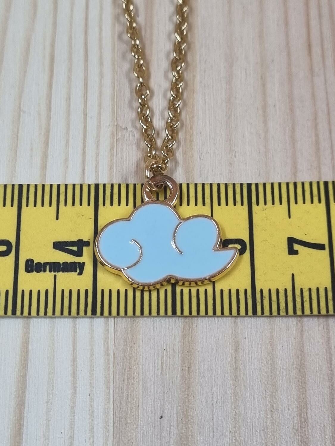 Halsband i rostfritt stål med söt berlock (50 cm) - Blått moln