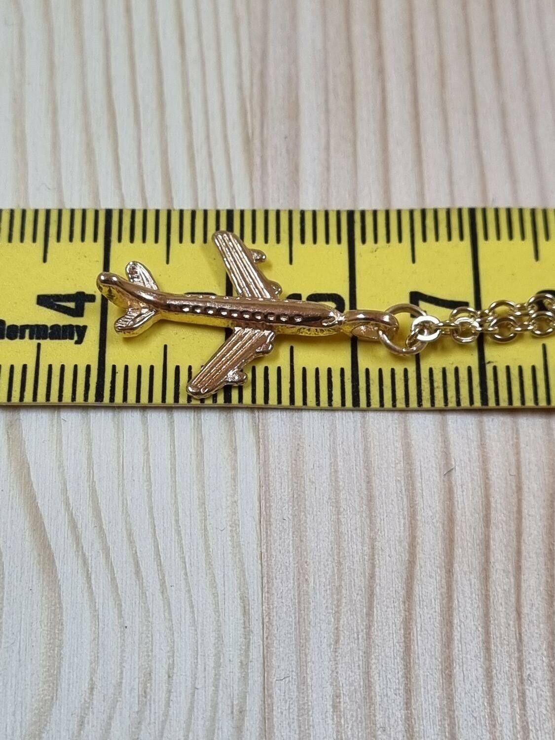 Halsband (55 cm) i rostfritt stål med söt berlock - Flygplan