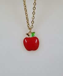 Halsband (55 cm) i rostfritt stål med söt berlock - Äpple