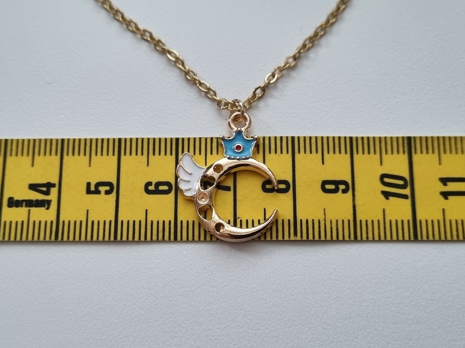 Halsband i rostfritt stål med söt berlock (50  cm) - Måne