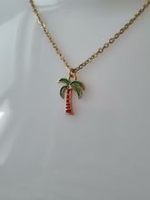 Halsband i rostfritt stål med söt berlock (50 cm) - Palm