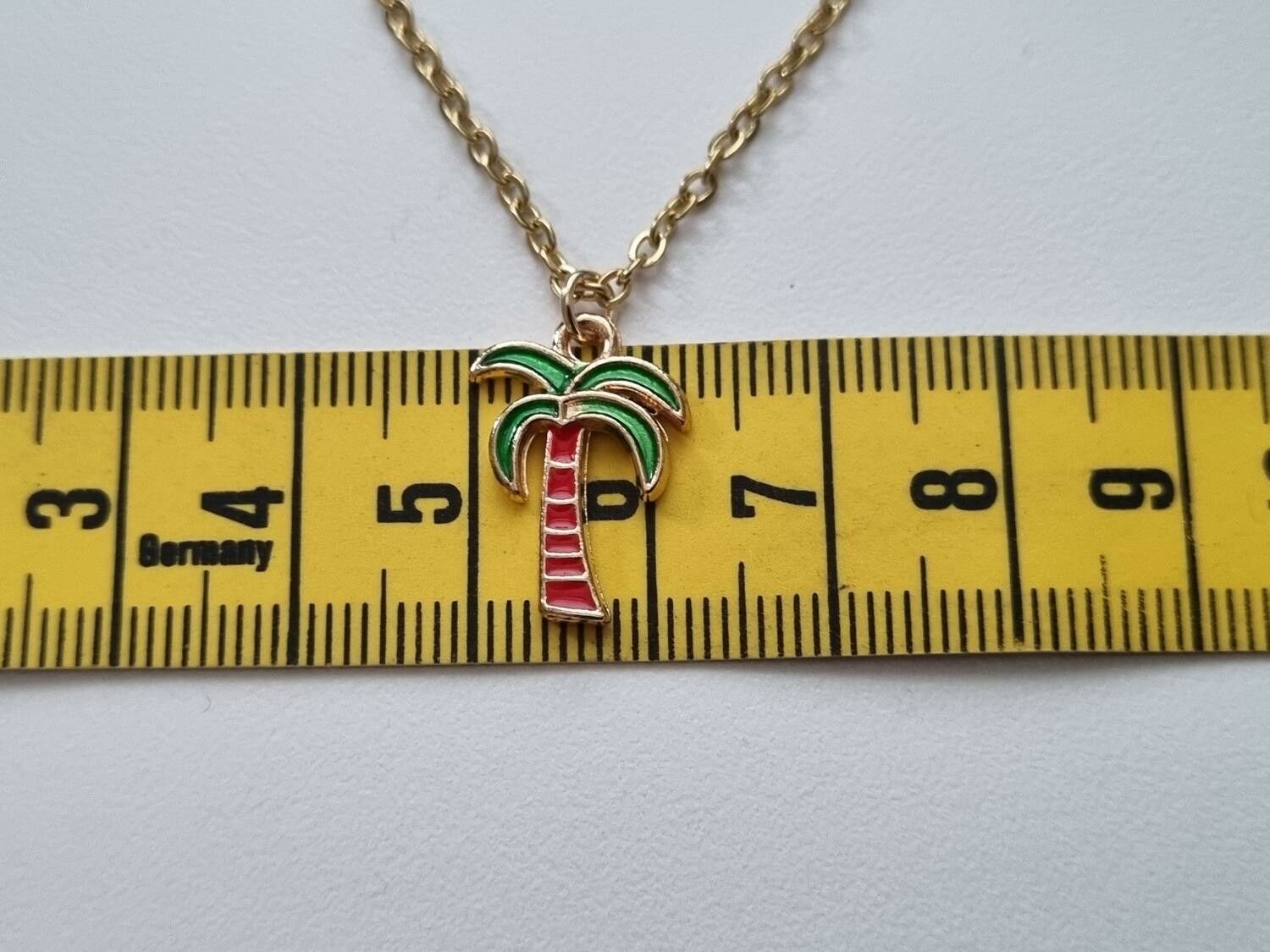 Halsband i rostfritt stål med söt berlock (50 cm) - Palm