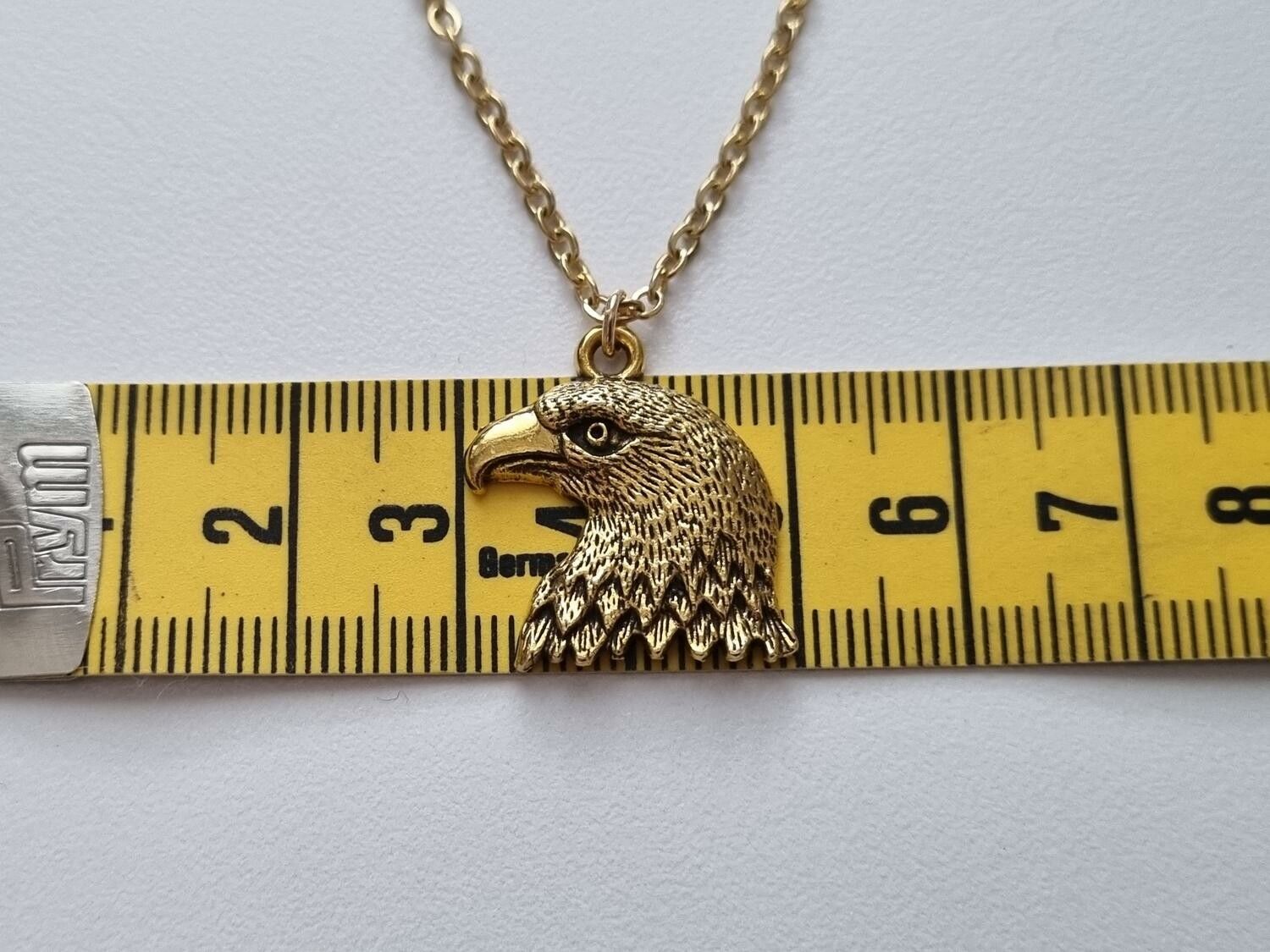 Halsband (50 cm) i rostfritt stål med söt berlock - Örn