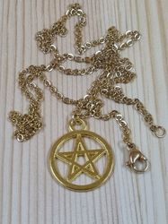Halsband (60 cm) i rostfritt stål med söt berlock - Pentagram