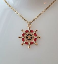 Halsband (50 cm) i rostfritt stål med söt berlock - Roder