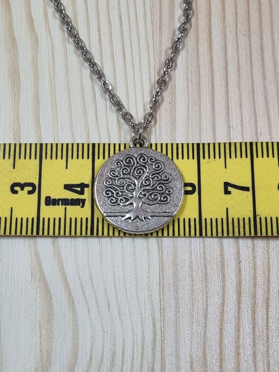 Halsband (60 cm) i rostfritt stål med söt berlock - Träd