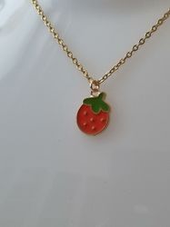 Halsband med jordgubbe (55 cm lång kedja)
