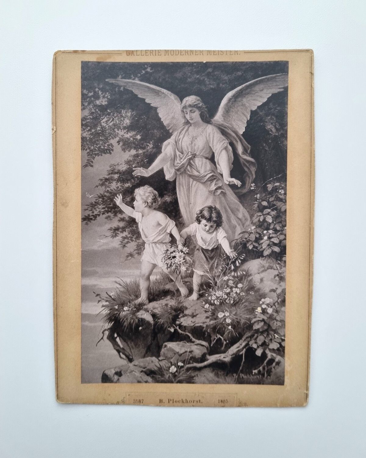 Bild/foto Guardian Angel, av B. Plockhorst 1885 (signatur på baksidan...)