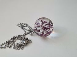 Halsband Glaskula / glasboll (lila)