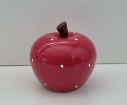 Prydnadsföremål, äpple i porslin / porslinsäpple med vita prickar