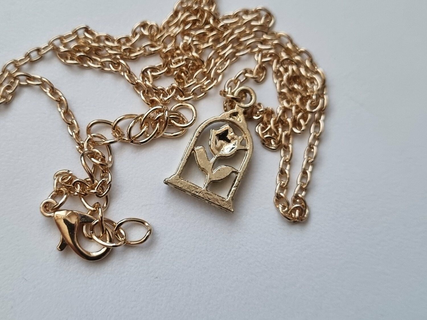 Halsband med blå ros i bur
