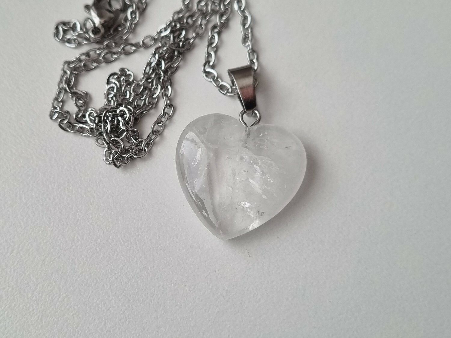 Halsband Hjärta i sten (vitt)
