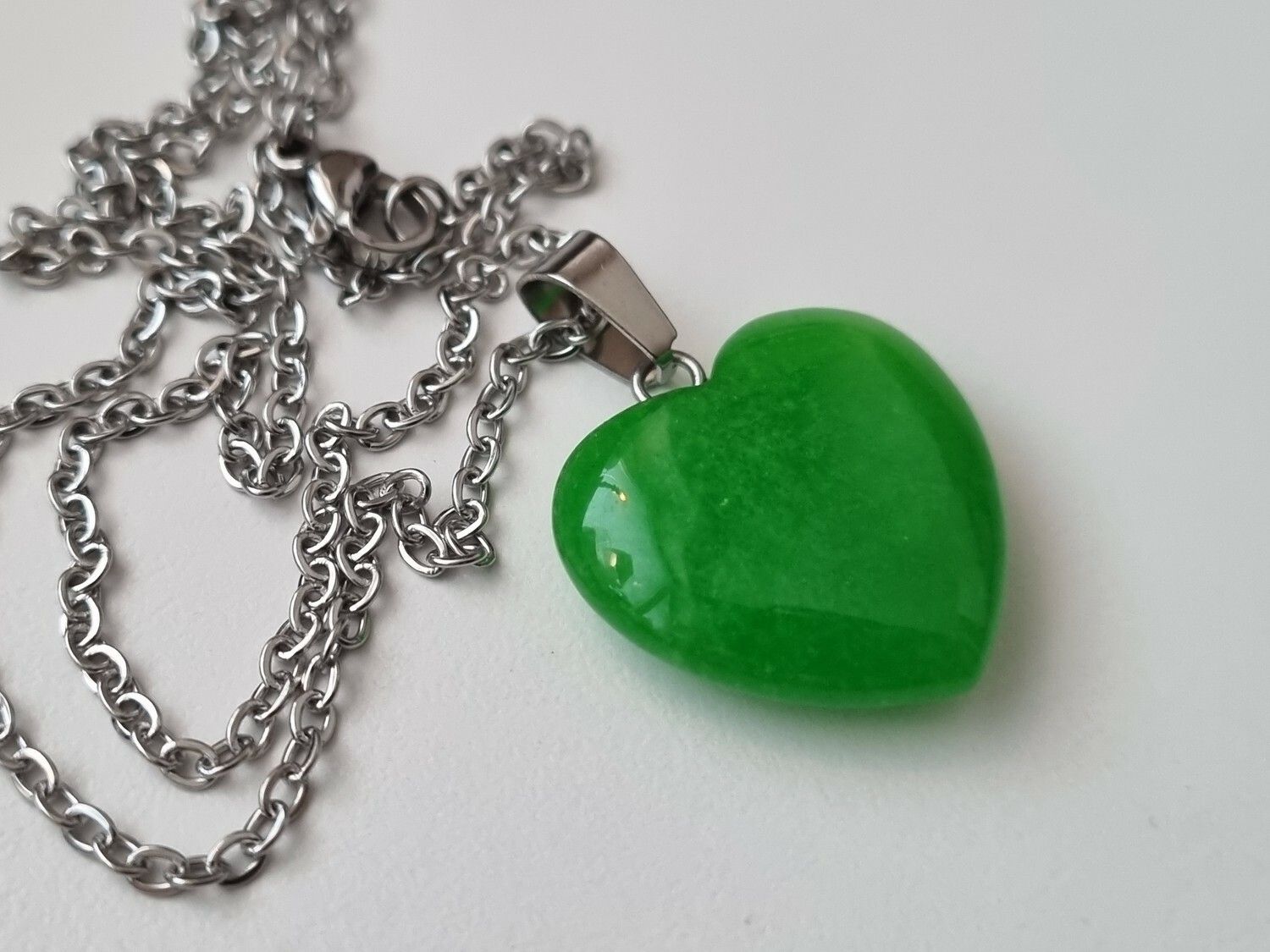 Halsband Hjärta i sten (grönt)