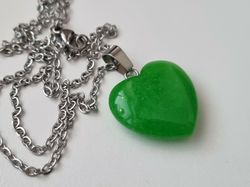 Halsband Hjärta i sten (grönt)