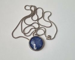 Halsband sterling 925, Blått hängsmycke