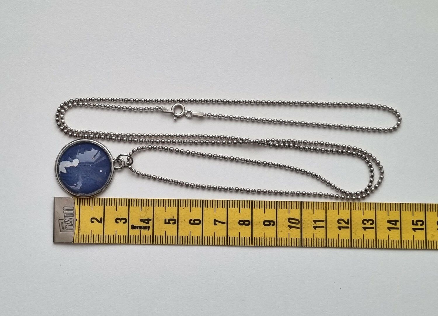 Halsband sterling 925, Blått hängsmycke