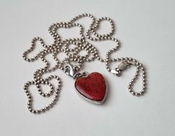 Halsband sterling 925, Hjärta / jordgubbshjärta