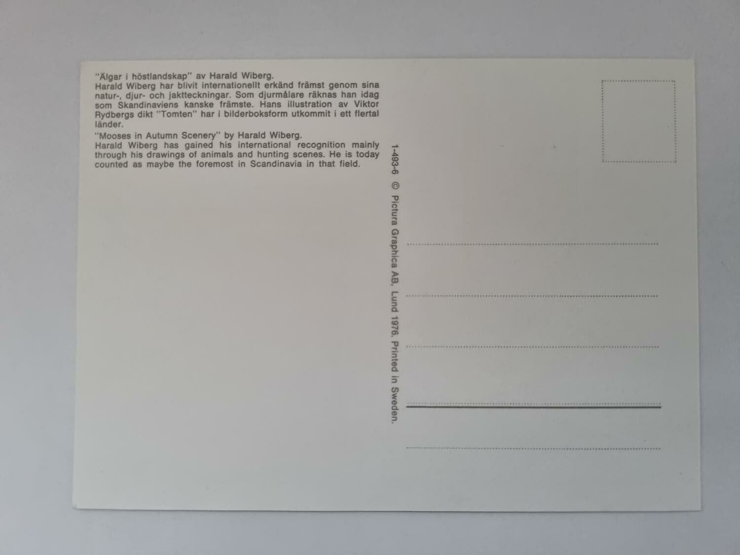 Vykort - Harald Wiberg, Älgar i höstlandskap