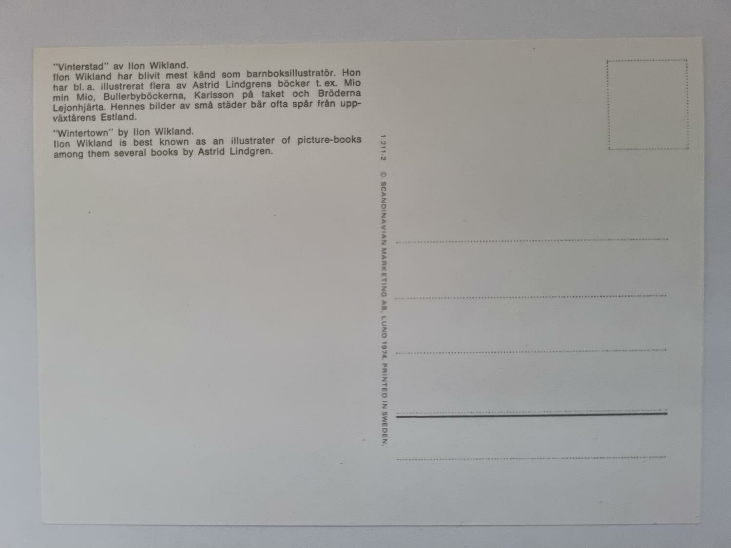 Vykort - Ilon Wikland, Vinterstad