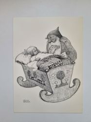 Vykort - John Bauer, Sov gott