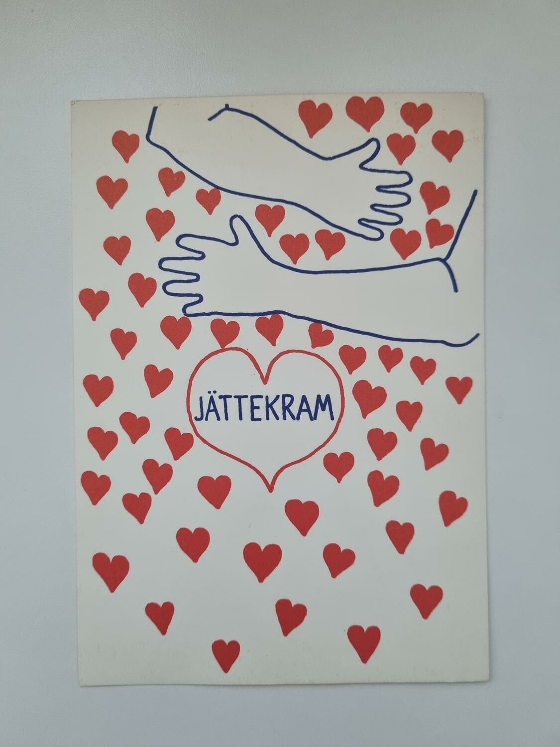 Vykort - Jättekram. Teckning: Lotta Lorentzon