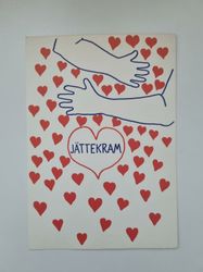 Vykort - Jättekram. Teckning: Lotta Lorentzon