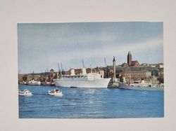 Litet vykort / bild, Hamnen med "Gripsholm" The "Gripsholm" in harbor