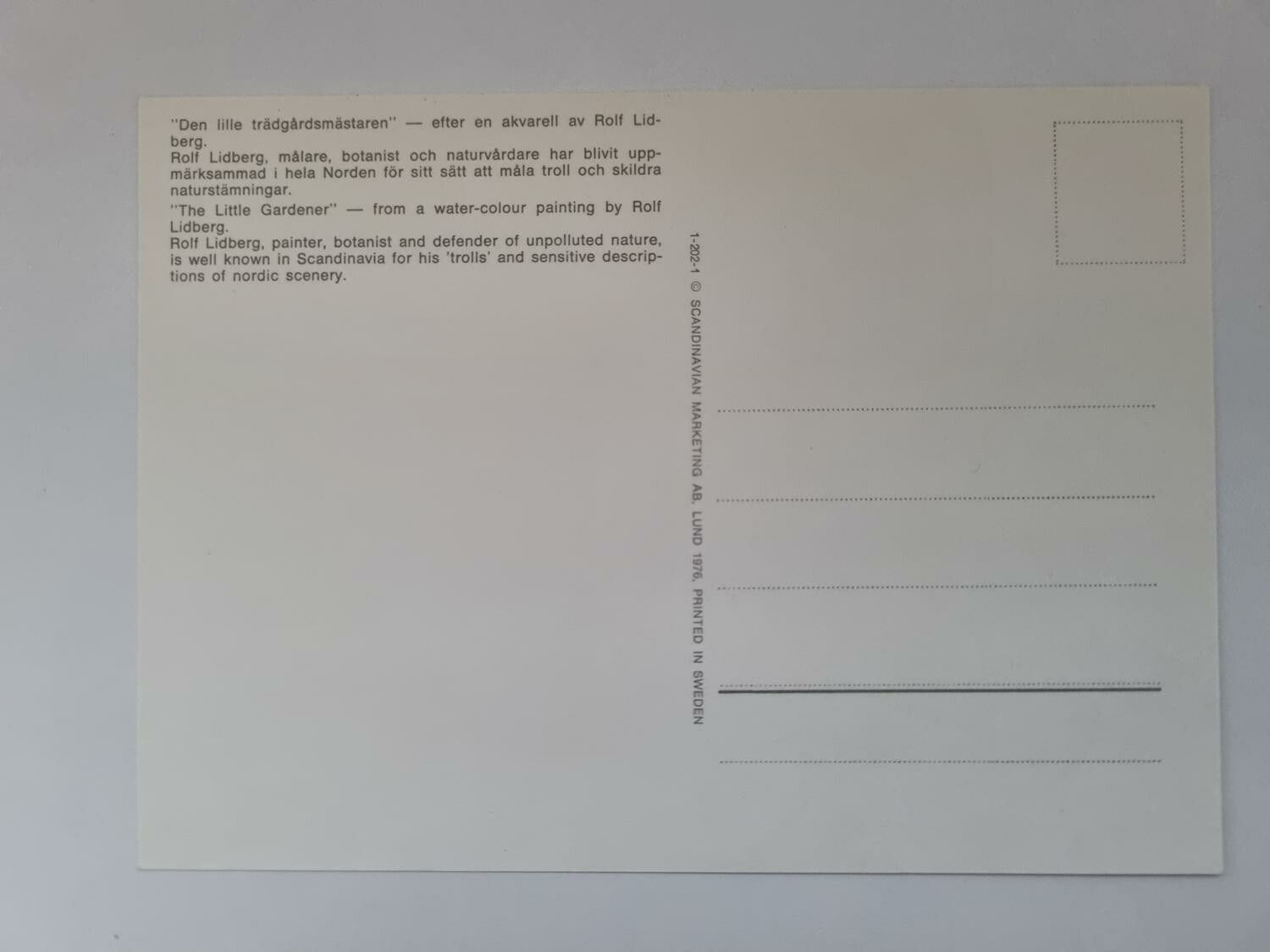 Vykort - Rolf Lidberg, Den lille trädgårdsmästaren