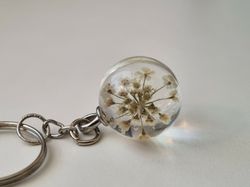 Nyckelring Glasboll Glaskula (Gul/vit)