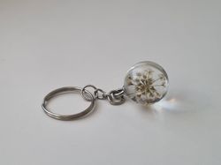 Nyckelring Glasboll Glaskula (Gul/vit)