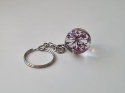 Nyckelring Glasboll Glaskula (Lila)