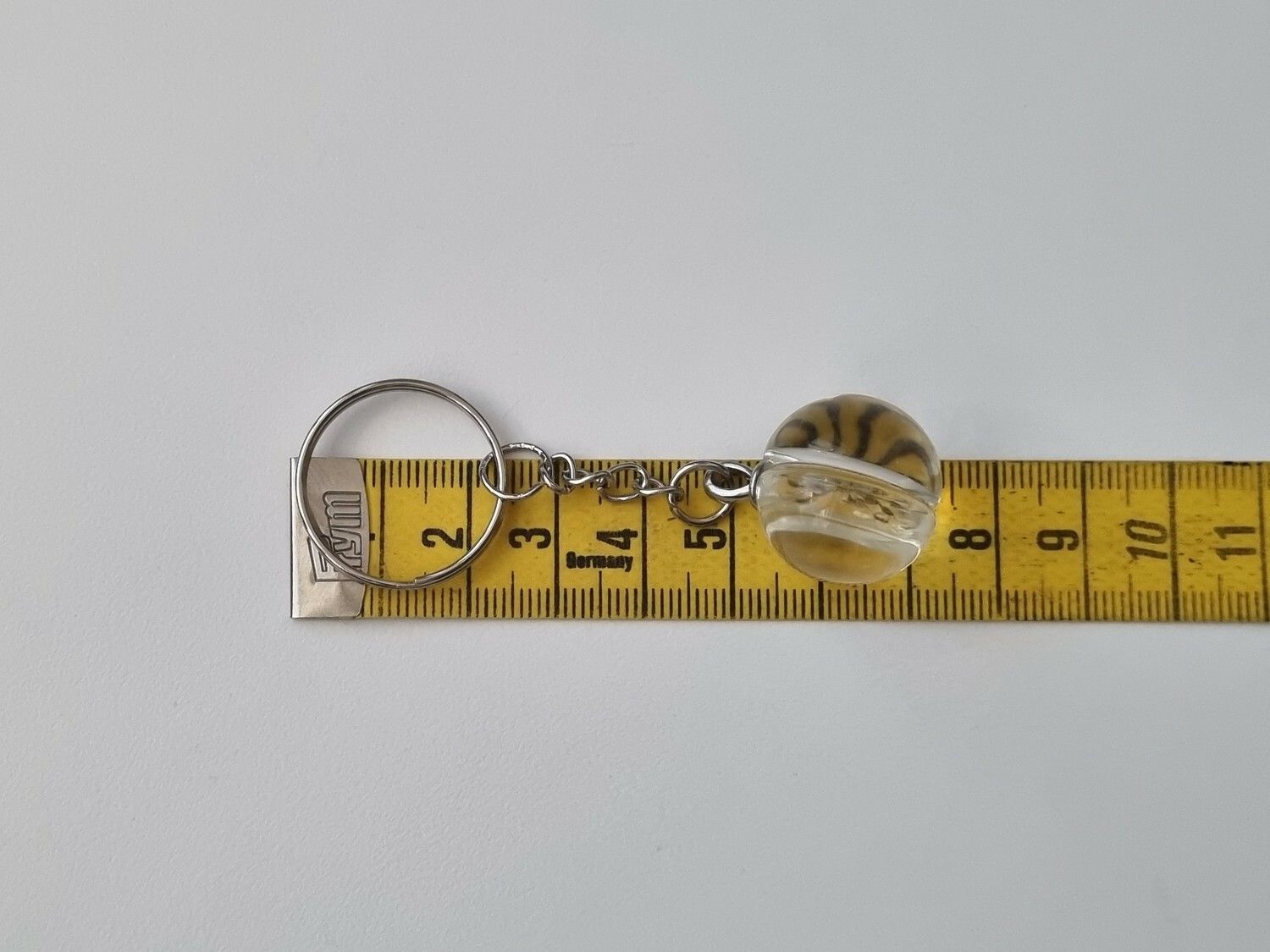 Nyckelring Glasboll Glaskula (Vitt och gult)