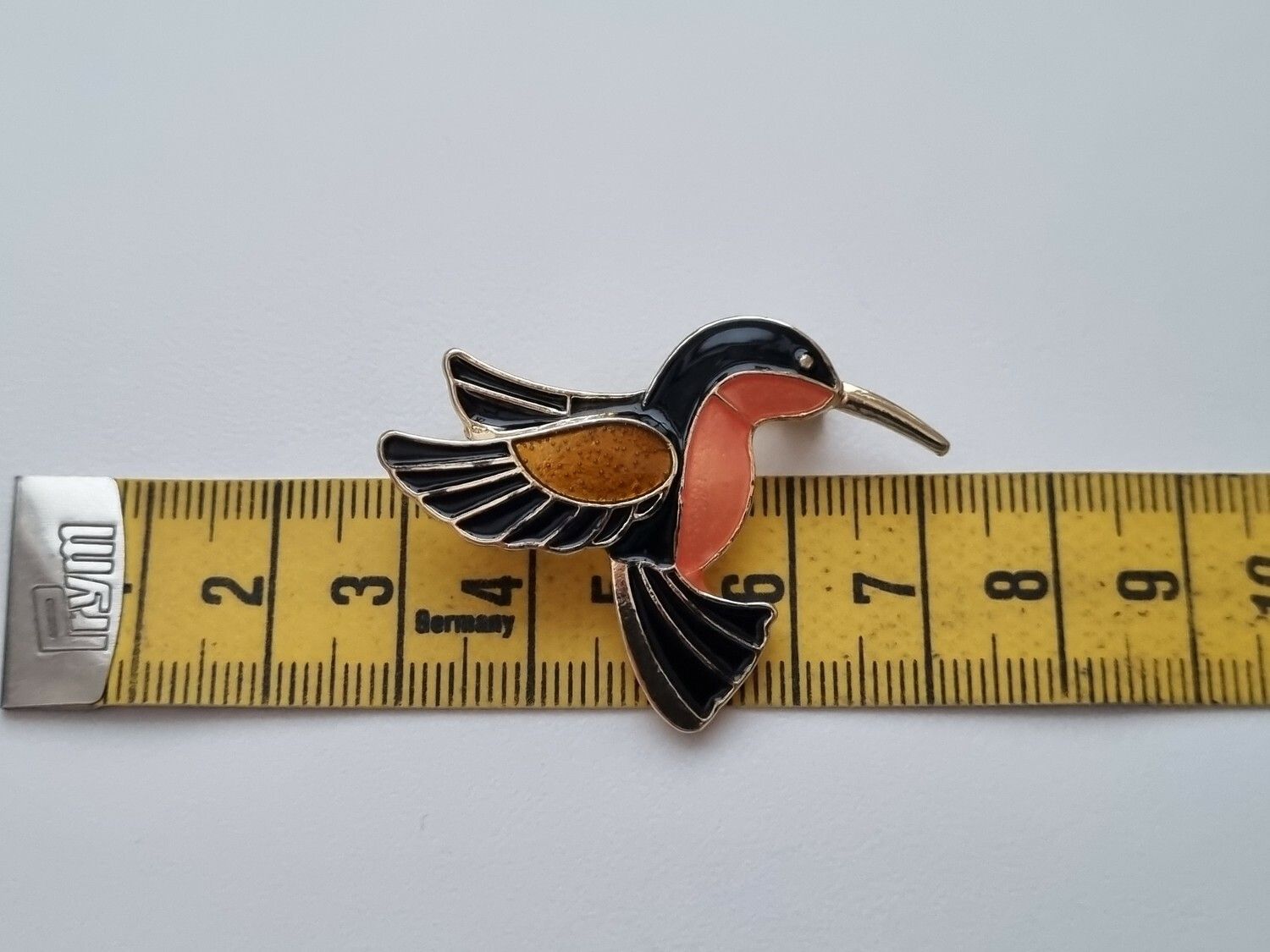 Vacker liten brosch - Orange fågel, fågelbrosch