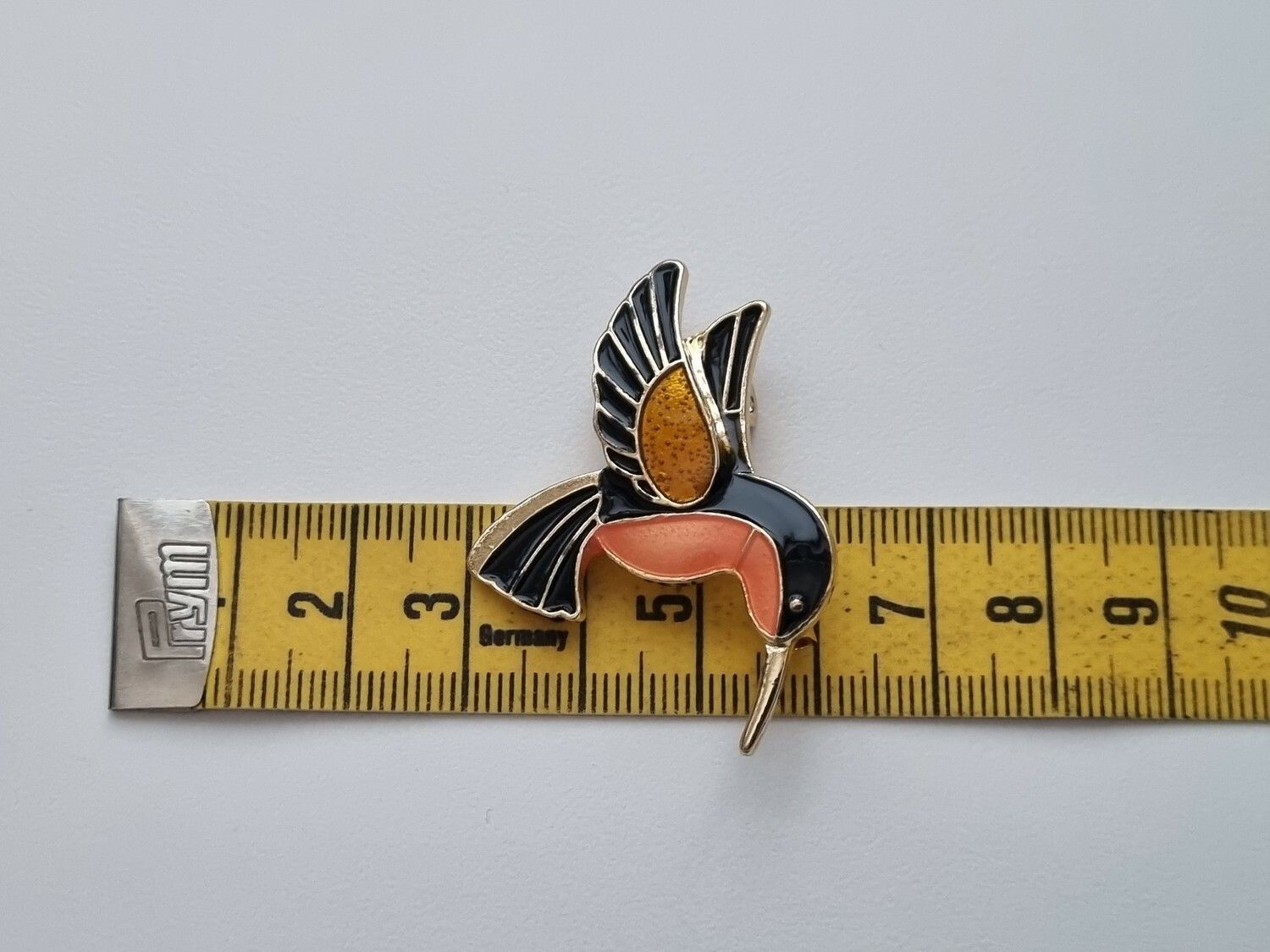 Vacker liten brosch - Orange fågel, fågelbrosch