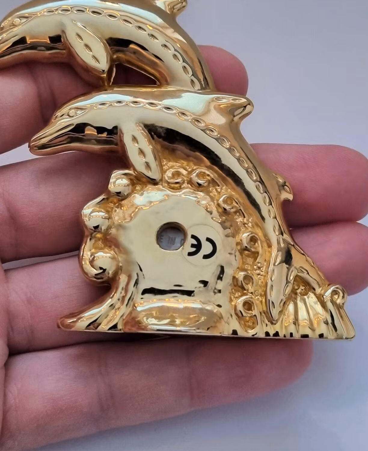 Guldfärgad bordsklocka, Delfiner / delfinklocka (146 gram)