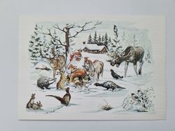 Vykort - Julkort, Rune Wenliden - Skogsdjurens jul