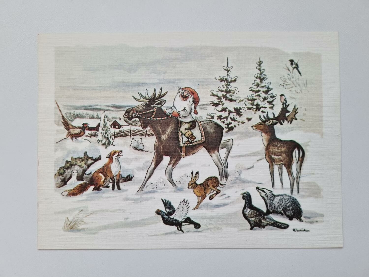 Vykort - Julkort, Rune Wenliden - Skogsdjurens jul