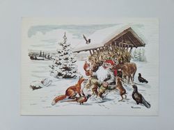 Vykort - Julkort, Rune Wenliden - Skogsdjurens jul