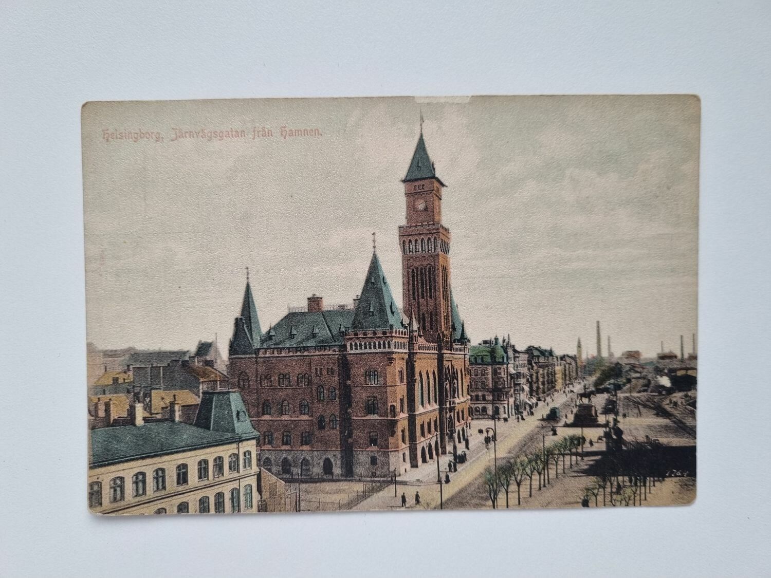 Vykort / Brevkort Helsingborg Järnvägsgatan från hamnen