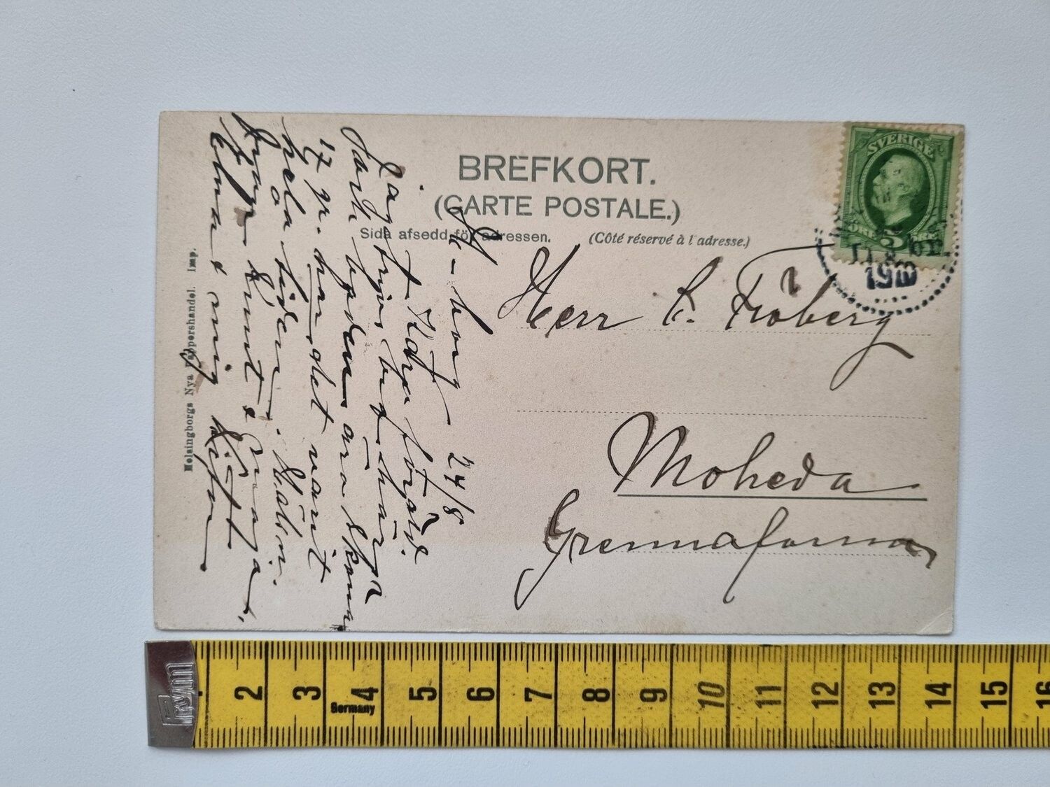 Vykort / brefkort Helsingborg hamnen med färja 1910