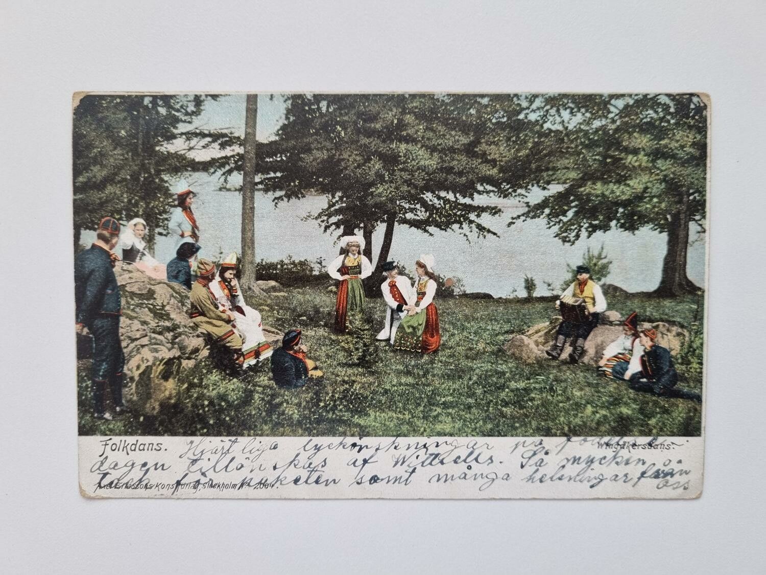 Vykort / brefkort, Folkliv med folkdans, 1911
