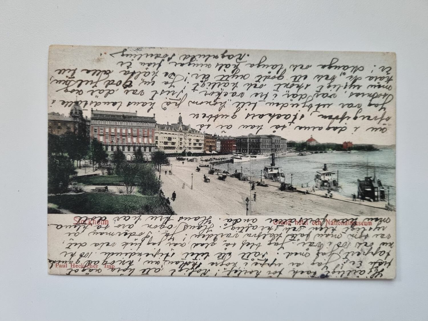 Vykort / Brefkort, Stockholm Grand hotel och nationalmuseum