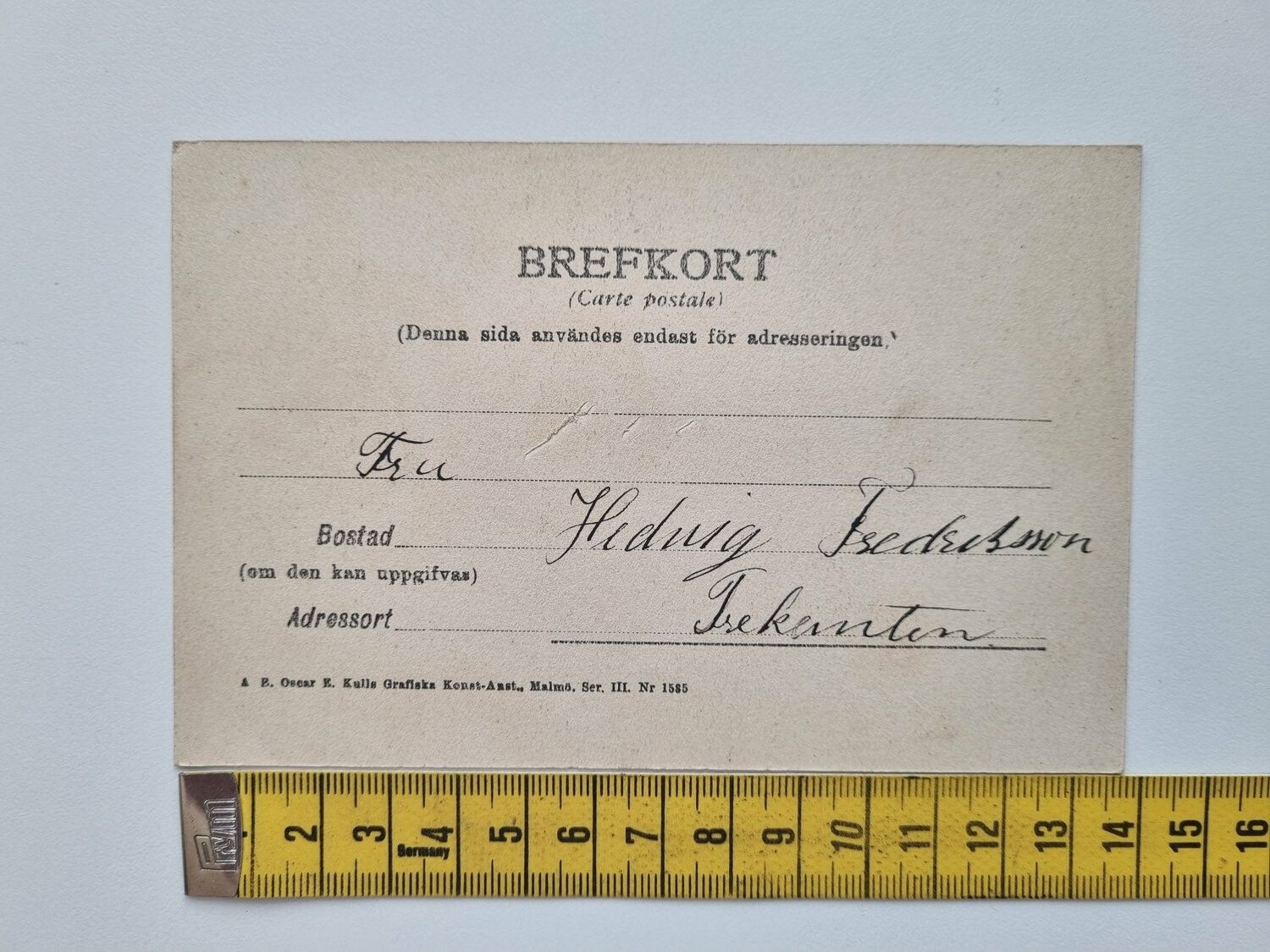 Vykort / brefkort. Fotografi, En upptäckt, 1925