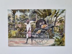 Vykort A Tamil Lady in Rickshaw, Ceylon