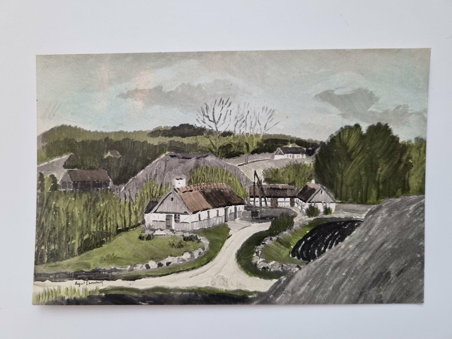 Vykort Andrarum. Alunbruket. Hallgrens tunnbinderiverkstad