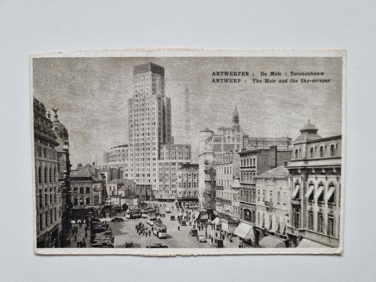 Vykort ANTWERP The Meir and the Sky-scraper 1946