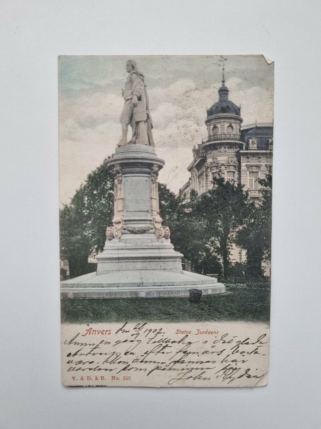 Vykort Antwerpen Staty Jordaens 1902
