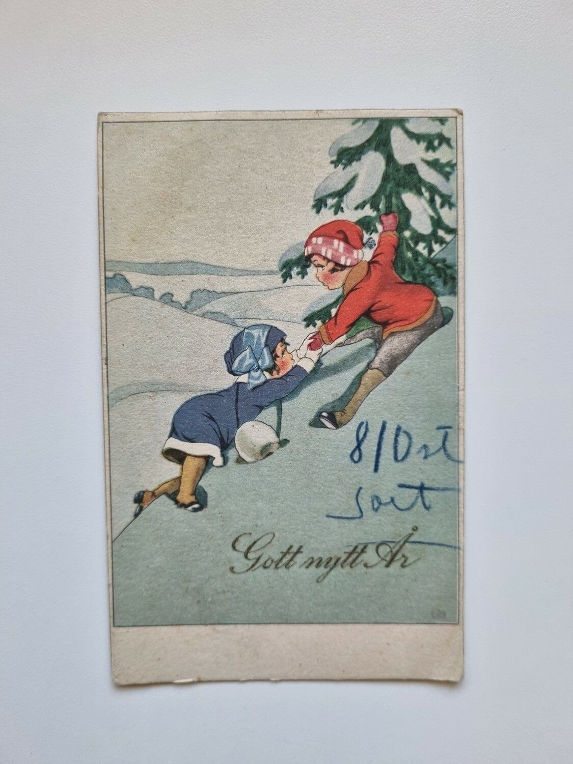 Vykort Barn i snön