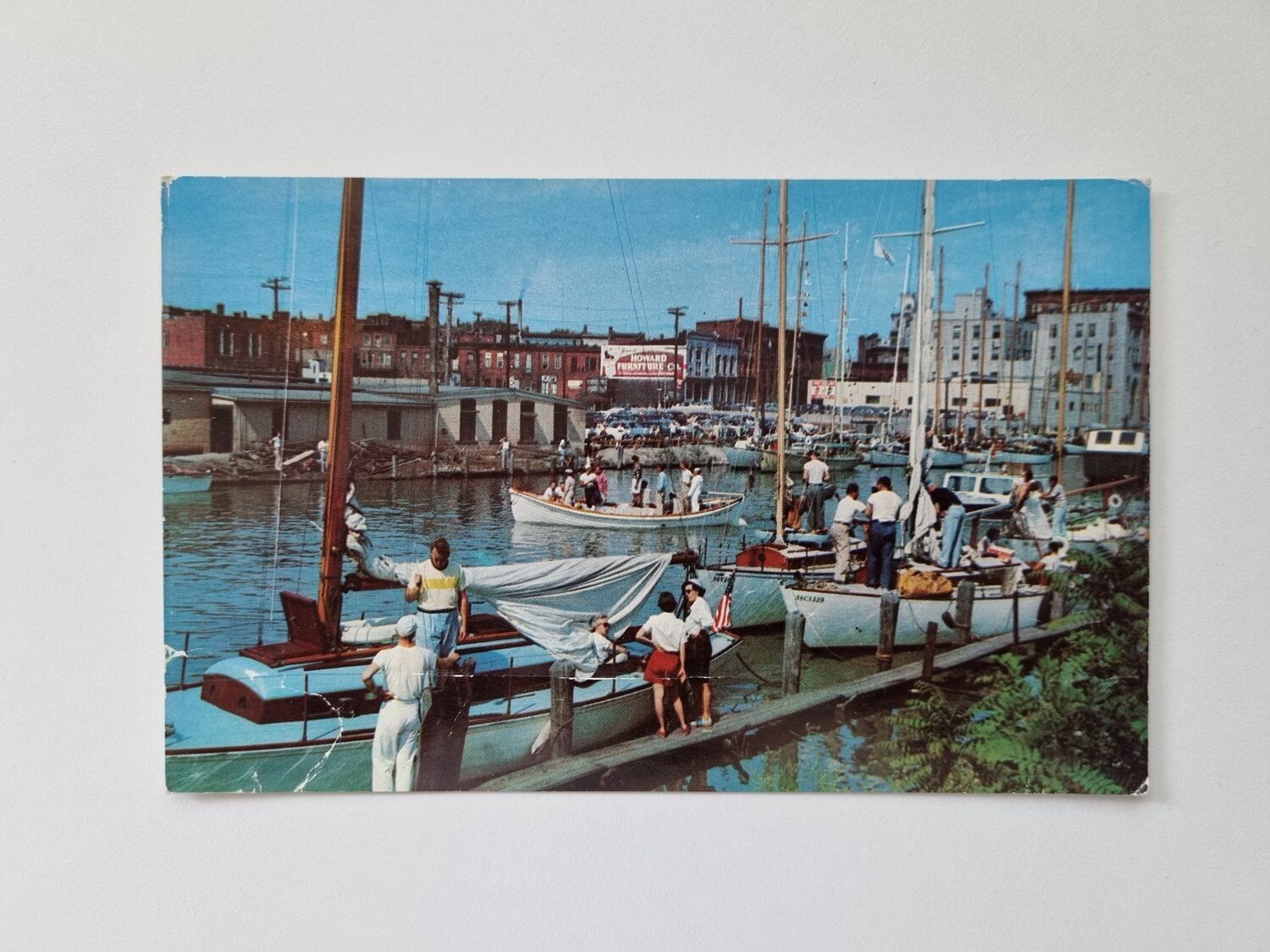 Vykort Boats at dock in the Black River, Michigan