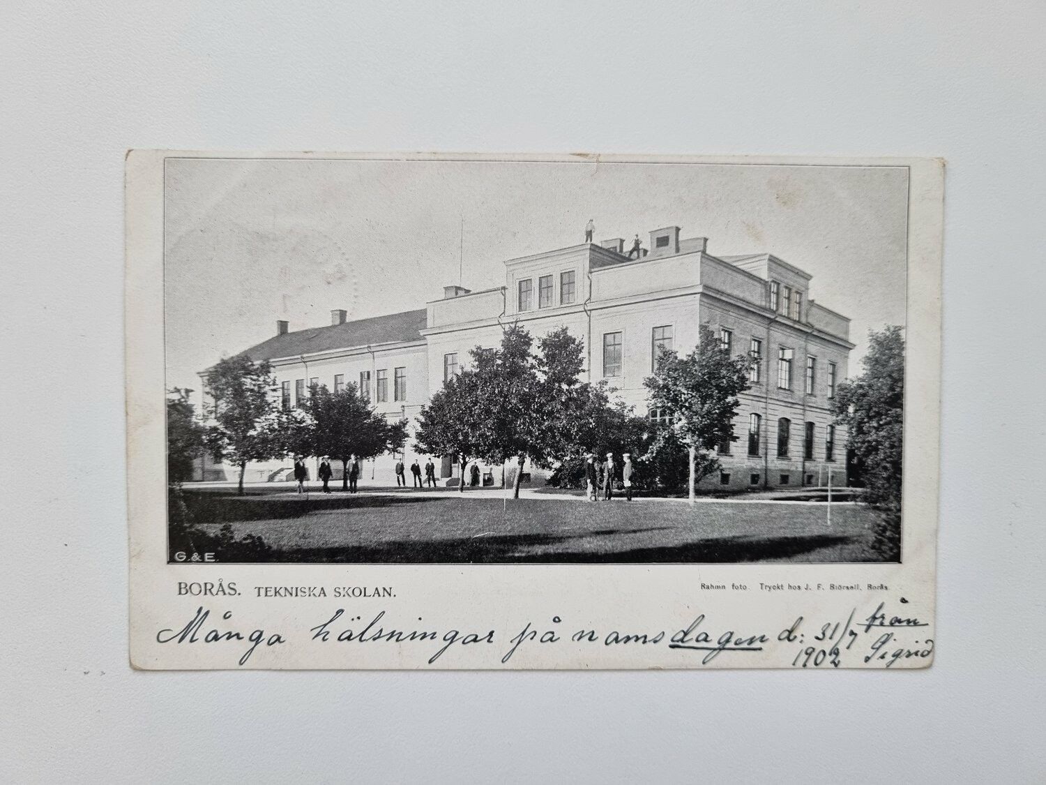 Vykort BORÅS. TEKNISKA SKOLAN, 1902